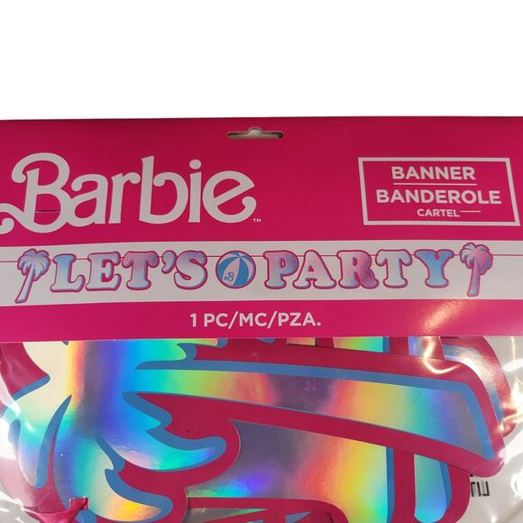 Barbie Let’s Go Party Banner - 12 Ft Holographic Hanging Decoration Birthday - Picture 9 of 9